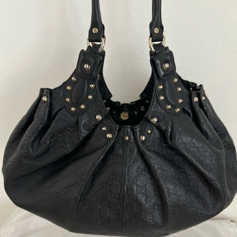 LtdEd Gucci Guccissima Studded Leather Pelham Shoulder Bag Rare 1990